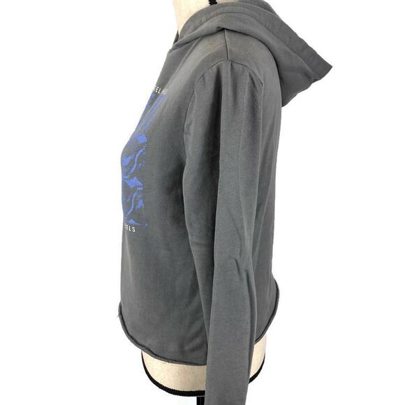 The Rolling Stones Cropped Sweatshirt Steel Wheels Hoodie Raw Hem Womens Small - Picture 2 of 13